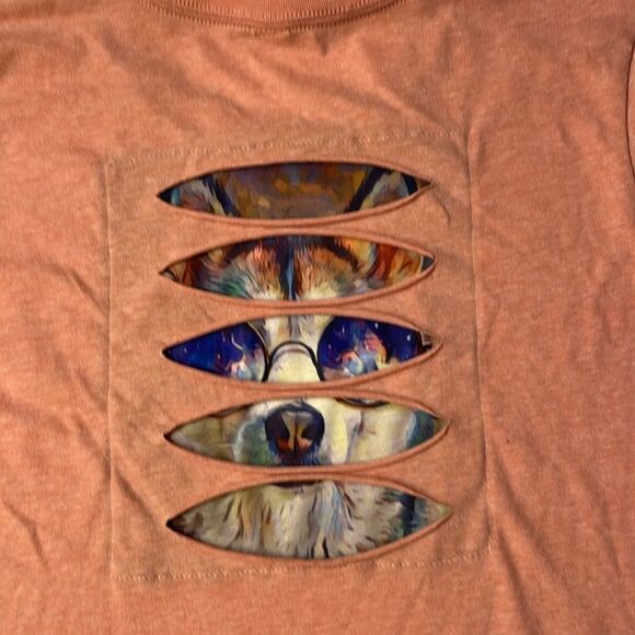 Ripped Rags Womens Coral Distressed Edgy Grunge Deconstructed Tshirt Sz M - Picture 7 of 9